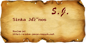 Sinka János névjegykártya